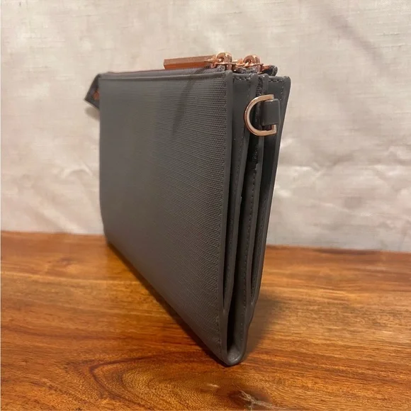 DAGNE DOVER Graphite Gray‎ Coated Canvas 3 In 1 Wallet Clutch & Crossbody Bag - Picture 8 of 16